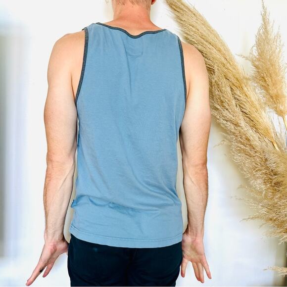 MENS SUN DIEGO Navy Blue Pink Aqua Grey Two Tone Sleeveless Tank Top Pocket S - Picture 12 of 16